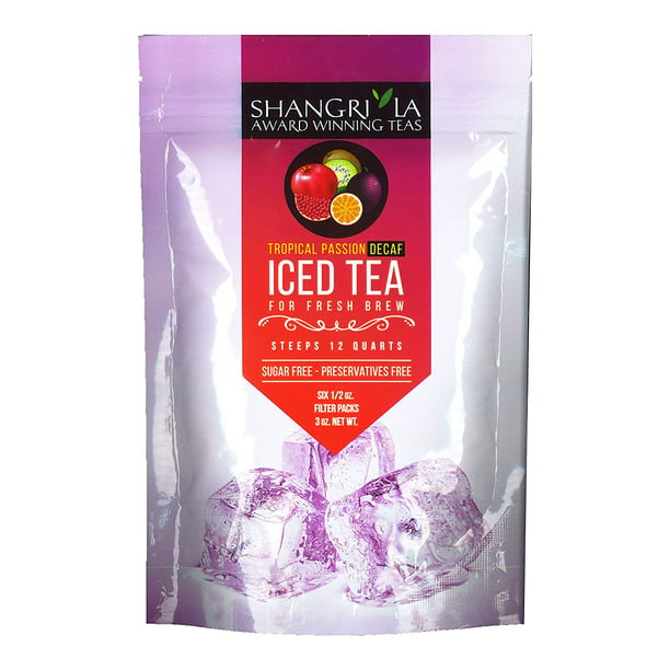 Shangri La Tea Company Iced Tea Tropical Passion Decaf Bag Of 6 1 2 Ounce Pouches Walmart Com Walmart Com
