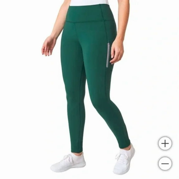 Mondetta Ladies Active Fleece Lined Zipper Pockets Legging GREEN XL