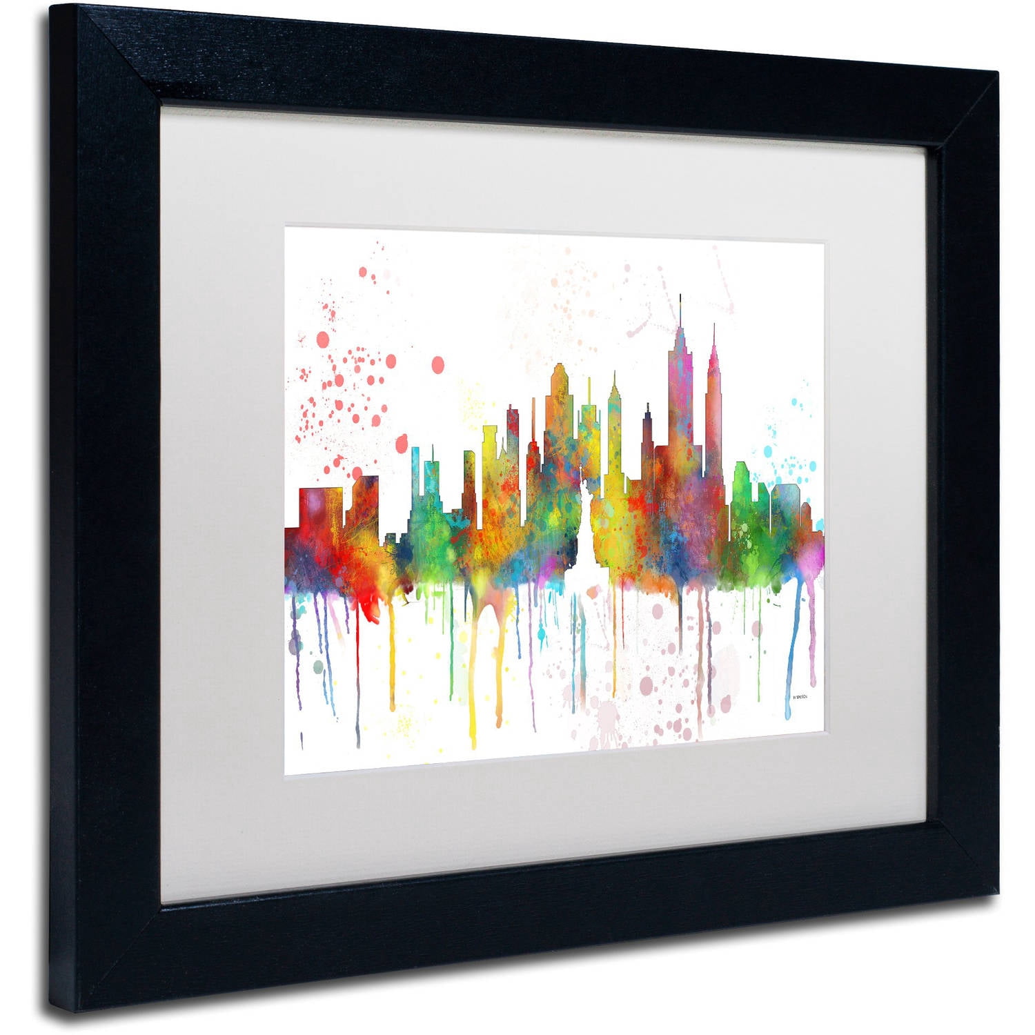 Trademark Fine Art "New York New York Skyline Mclr-1" Canvas Art by Marlene Watson, White Matte, Black Frame