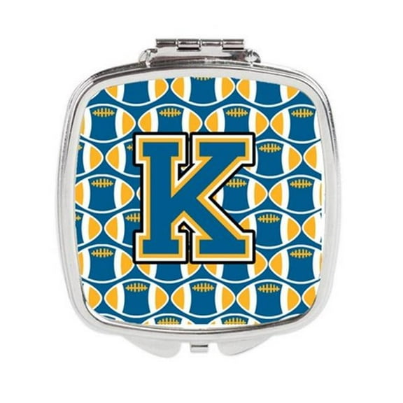 Carolines Treasures  Letter K Football Blue & Gold Compact Mirror