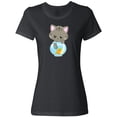 thumbnail image 3 of Inktastic Kitty And The Fish Bowl, Cute Little Cat, Fish Women's T-Shirt, 3 of 5