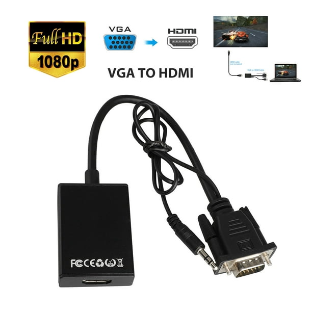 Adaptateur VGA vers HDMI, Convertisseur 1080P Mâle vers HDMI Femelle pour  Ordinateur Portable/destop vers Tv/projecteur/moniteur avec Micro Câble  d'Alimentation (Noir) 