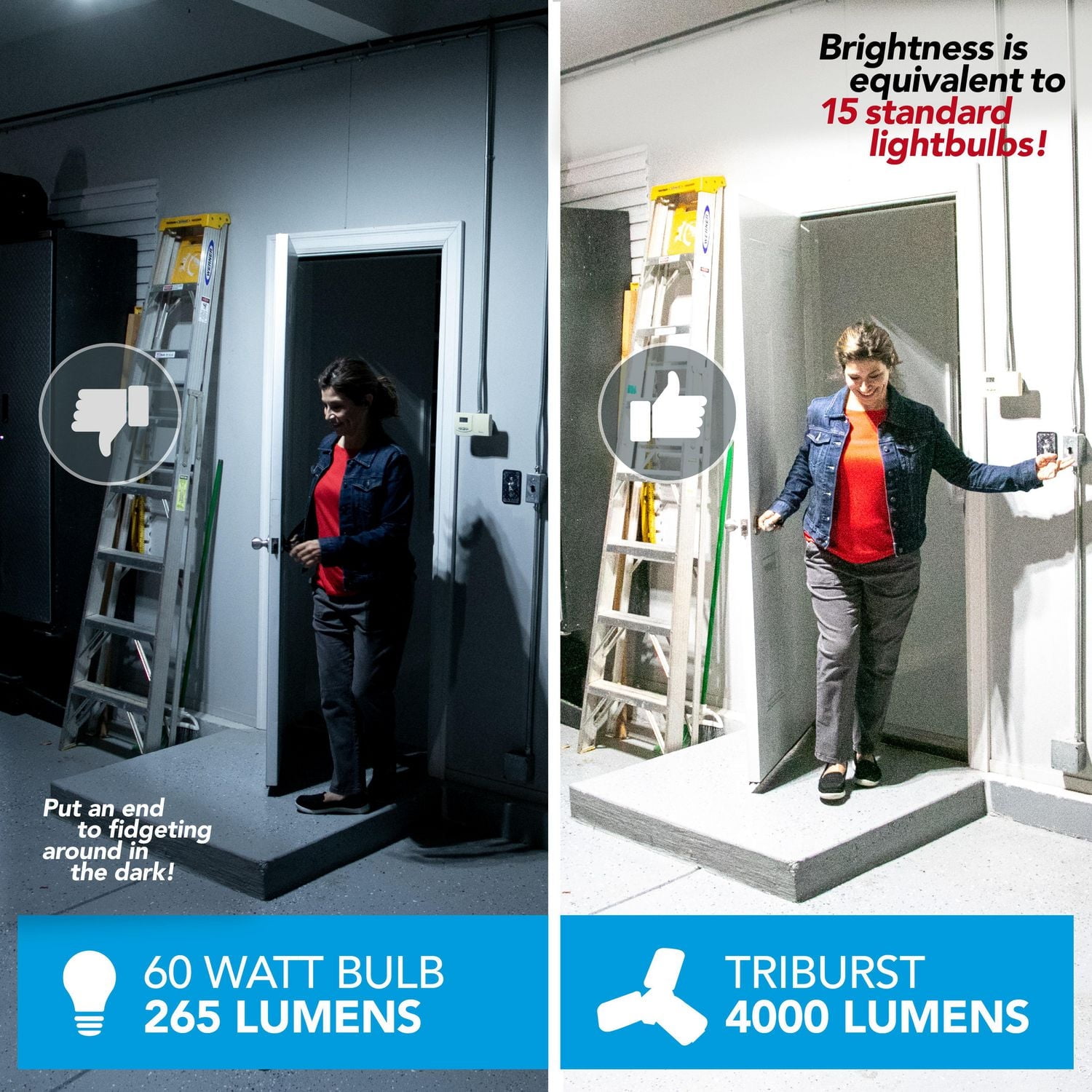 Bell + Howell Triburst 4000 Lumens Lampe de Garage et Atelier DEL Multi Directionnelle 144 Ampoules Installation Facile Écoénergétique