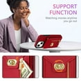 thumbnail image 4 of Crossbody Strap for iPhone 15 Wallet Case with Card Holder, Flip PU Leather for iPhone 15 Case Stand Zipper Purse Protective Phone Case for Women Girls - Red, 4 of 7