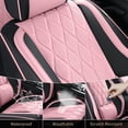 thumbnail image 5 of FLORICH Full Set Car Seat Covers, Universal Nappa Leather Seat Covers for Car Trucks SUV with Lumbar Support, Waterproof, Anti-Slip, Black & Pink, 5 of 9