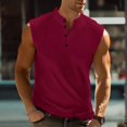 thumbnail image 4 of Men’s Button Down Solid Color Summer Tank Top Sleeveless Wide Shoulder Slim Fit, 4 of 4