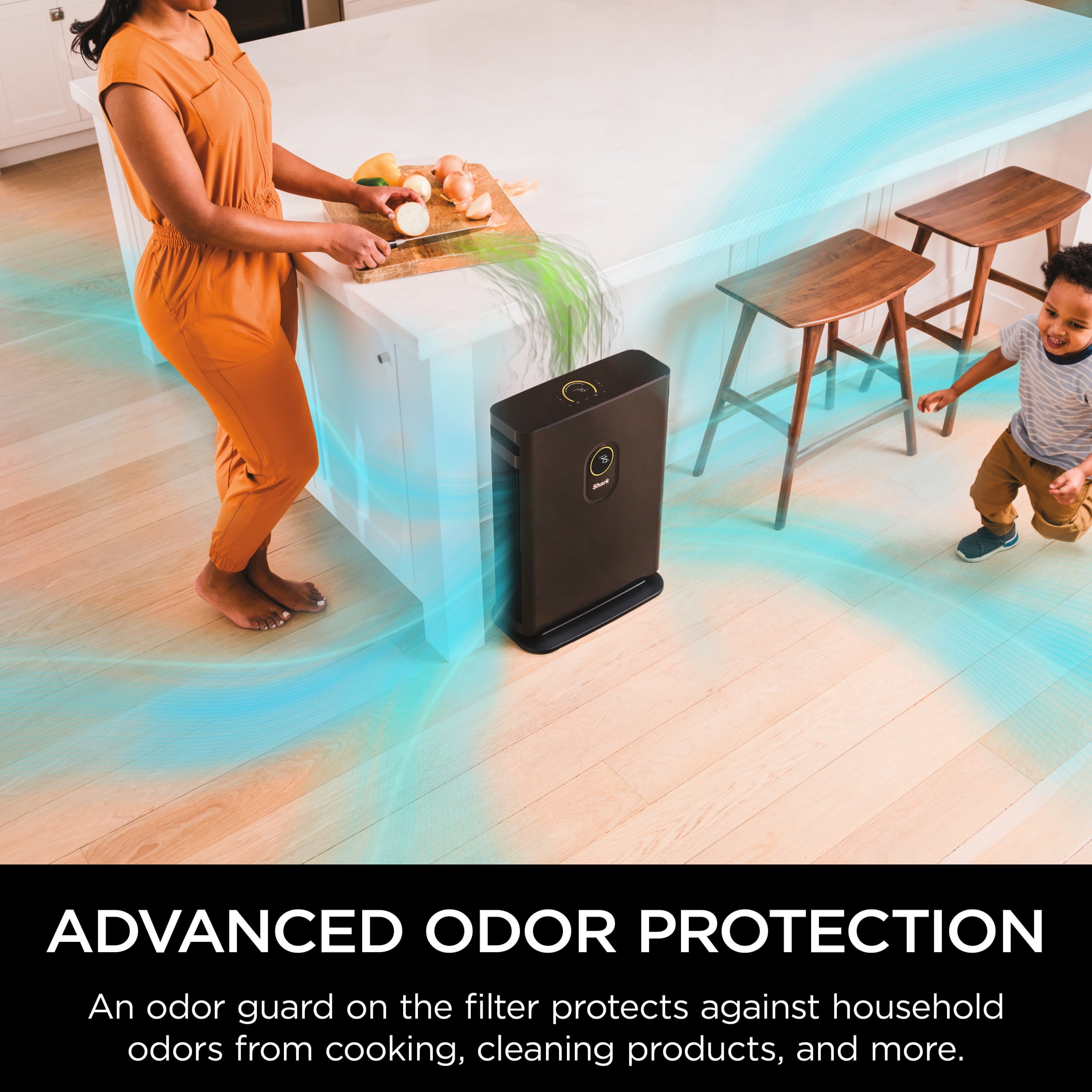 Shark 4 1000 Sq Ft HEPA Multi-Filter Air Purifier, Captures Allergens, Pollutants, Odors, and Smoke, HP400 Charcoal