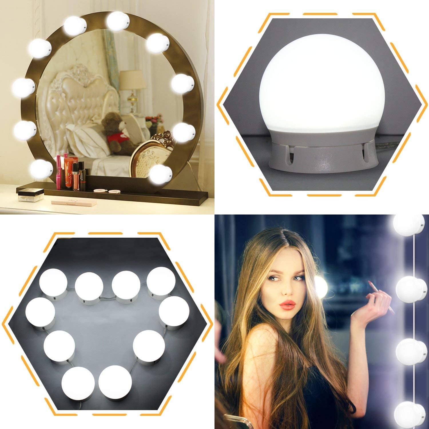 SOAIY Vanity Lights,10 Adjustable Hollywood Style LED Vanity Mirror