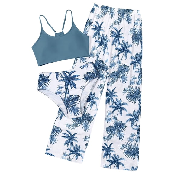 Baby Girl Swimsuit Red White and Blue Girls Tankini Swimsuit 3 Pieces Teen Girl Halterneck Top Swimwear Shorts and Drawstring Skirt Bathing Suits for 7-16T