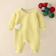 thumbnail image 2 of Zwiiyzr Infant Baby Girl Boy One Piece Outfit Thin Cotton Jumpsuit Warm Long Sleeve Cotton Romper Baby Clothes Yellow, 2 of 5