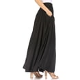 thumbnail image 4 of Sakkas Noemi Women's Long Maxi Summer Casual Boho Skirt Elastic Waist & Pockets - Black - One Size, 4 of 5