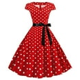 thumbnail image 1 of Femmes Casual Robe Femmes Parti Casual Points Imprimer Manches Courtes 1950S Ménagère Soirée Parti Robe de Bal Femmes Robes Femmes Vêtements L Noir, 1 of 3