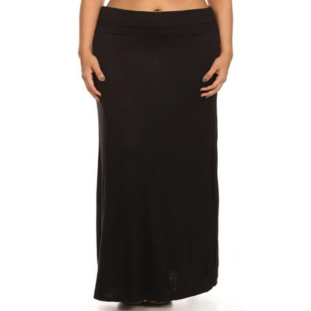 Long Go Red Skirt - NEW MOA Women's Casual Solid Flared High Waist Long Plus Size Maxi Skirt/Made in USA