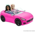 Barbie Convertible Toy Car, Bright Pink with Seatbelts and Rolling