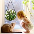 thumbnail image 3 of Stained Glass Window Hanging, Lily of The Valley Flower Sun Catchers Colorful Glass Panel Green Plants Suncatcher Decor for Birthday for Women,Men,Wife, Lovers, and Mom, 3 of 5