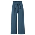 thumbnail image 4 of Coerni Kids Girls Cotton Linen Wide Leg Pants Casual Ruffled Loose Flowy Stretchy Cropped Sweatsuit Solid Lightweight Belted Pant, 4 of 8