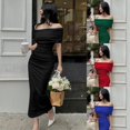 thumbnail image 2 of Womens Bodycon Mini Dress Hip Wrap Wear One-Step Sexy Straight Shoulder, 2 of 9