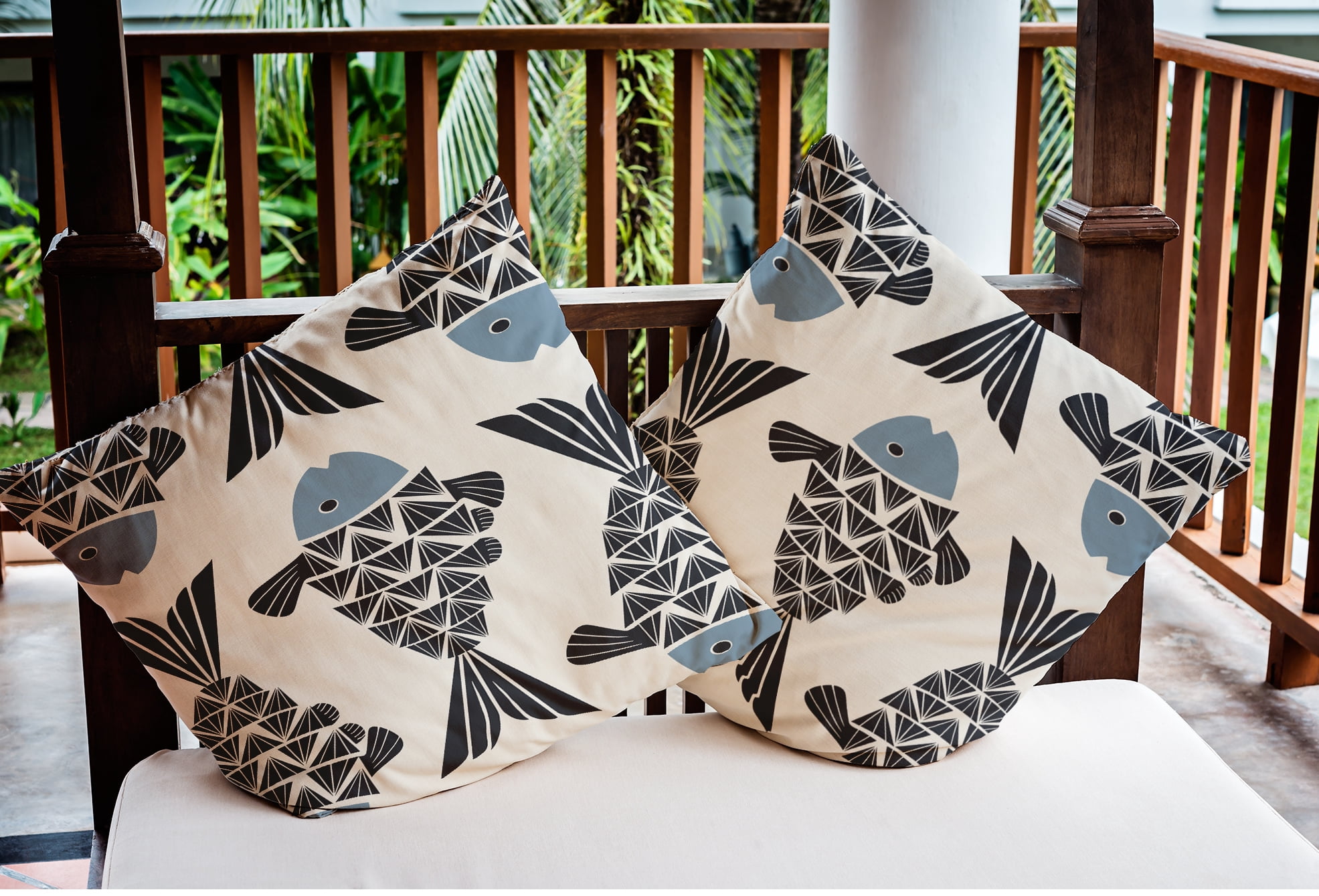 Simply Daisy 18" x 18" Big Fish Nautical Indoor/Outdoor Throw Pillow