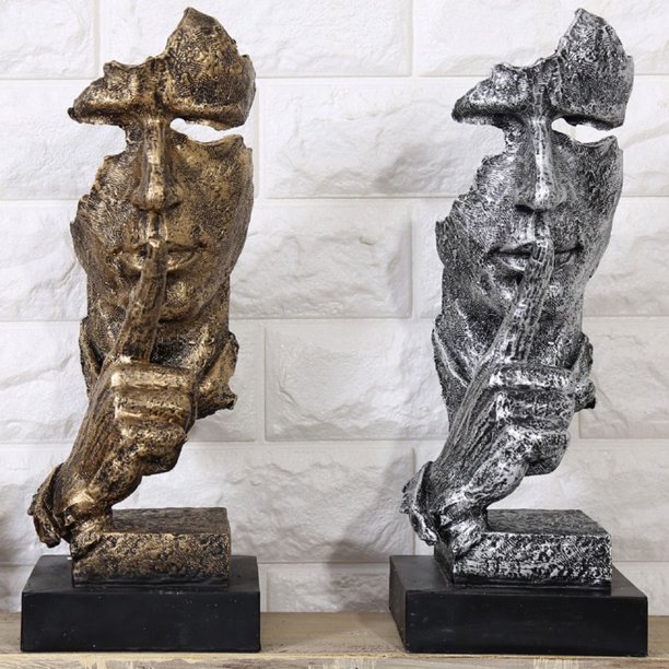 Gwong Decoración hogareña Silencio de resina es oro escultura estatuilla figurilla artesanía oficina decoración del hogar Gwong 21032142