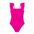 thumbnail image 2 of SNKSDGM Girls Swimsuit with Shorts Size 10 Kids Girls Swimsuits One Shoulder Ruffle Swimwear Solid Bathing Suit 11-12 Years, 2 of 2