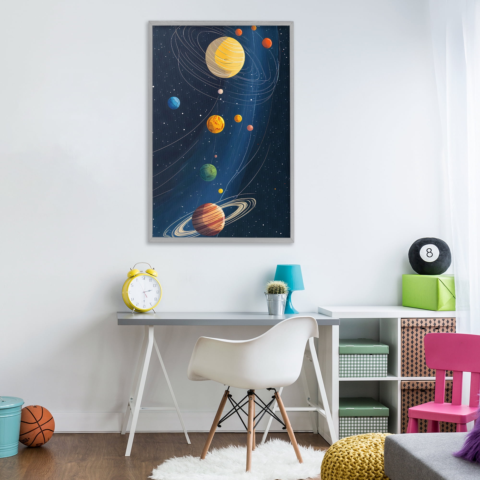 Stupell Industries Planets Aligned in Celestial Orbit Gray Framed Giclee Art, design by Creative Studio