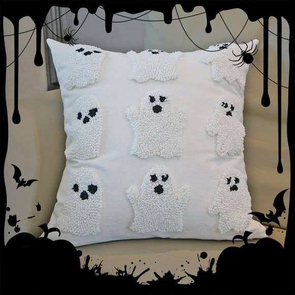 Funda de almohada de fantasma de Halloween, cojín para decoración navideña, funda de almohada para sofá de sala de estar