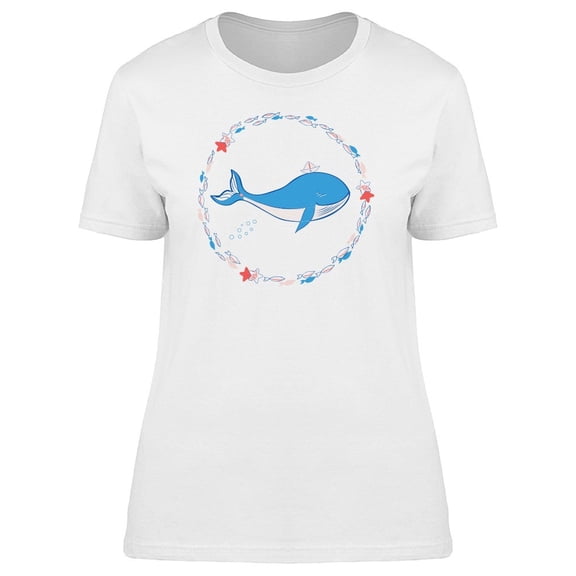 Cartoon Whale With A Paper Boat Tee Women's -Image by Shutterstock