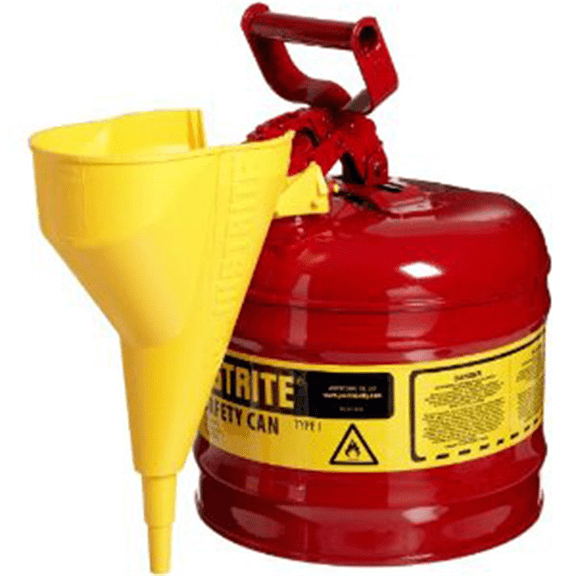 Justrite 7120110 Red Metal Safety Can, Type 1, Two Gallon