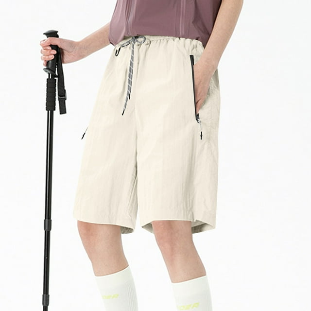TMOYZQ Shorts de Randonnée pour Femmes Légers à Séchage Rapide Shorts de Golf Résistants à l'Eau avec Poches à Fermeture Éclair