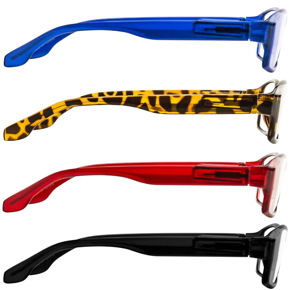 Tuvision Readers Unisex +1.50 Reading Glasses, Black/Tortoise/Red/Blue, 4 Pack