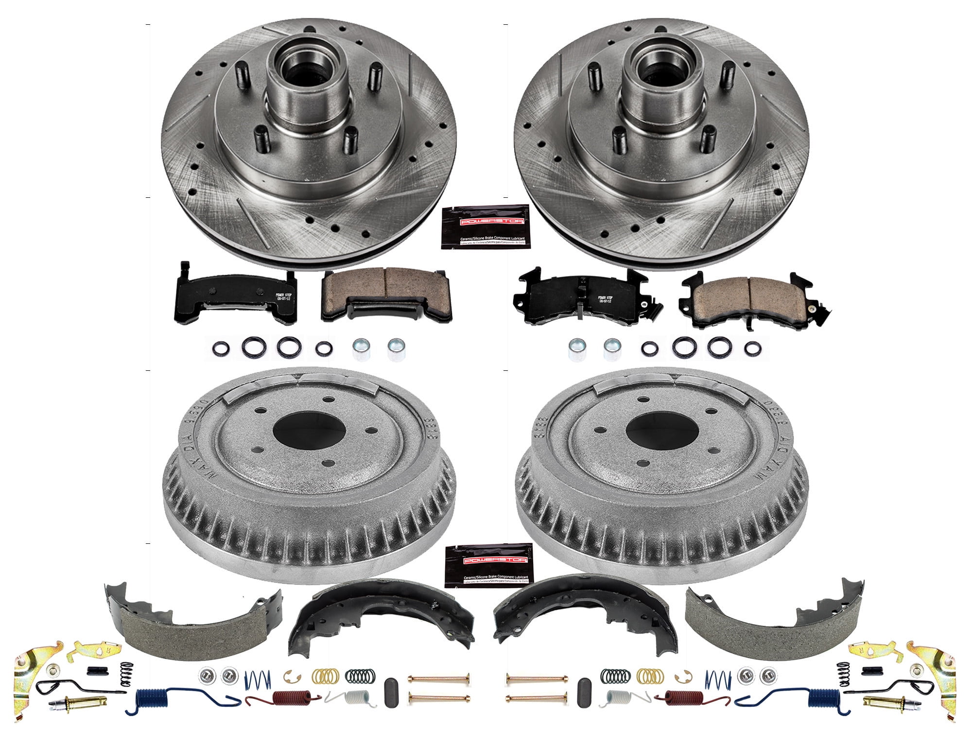 PowerStop Front and Rear Z23 Evolution Sport Brake Pad Rotor Drum and Shoe Kit Fits: BUICK CHEVROLET GMC OLDSMOBILE PONTIAC Select Models K15042DK