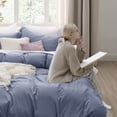 thumbnail image 3 of Bedsure Slate Blue Duvet Cover King Size - Soft Prewashed King Duvet Cover Set, 3 Pieces, 1 Duvet Cover 104x90 Inches with Zipper Closure and 2 Pillow Shams, Comforter Not Included, 3 of 6