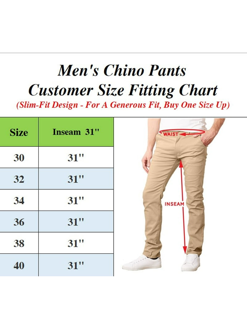 2-Pack Men's Flex Stretch Slim Fit Chino Pants with Elastic Waist