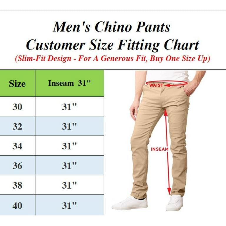 3-Pack Men's Flex Stretch Slim Fit Cotton Everyday Chino Pants (31 Inseam)