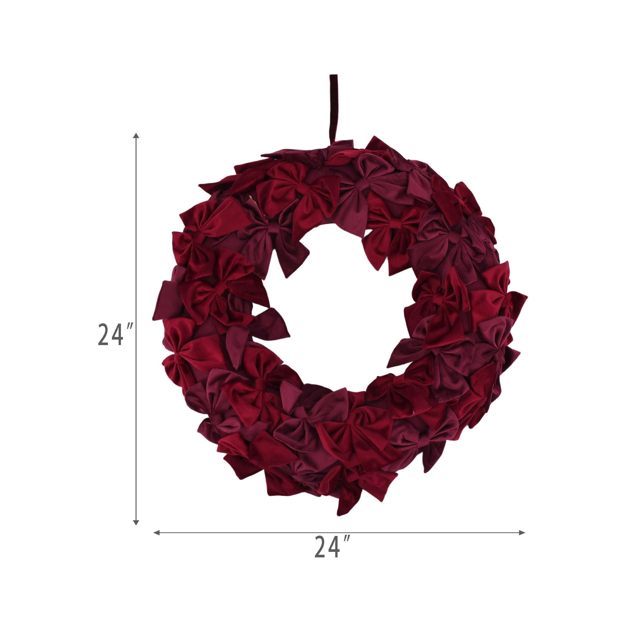 Velvet Bow Christmas Wreath, Red, 24", by Holiday Time