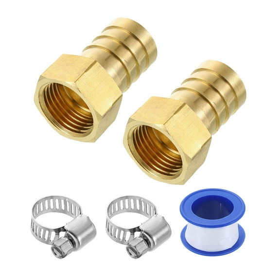 2Pcs Brass Hose Barb Fittings, 3/4" Barb x G1/2" Female Thread Hose Connector