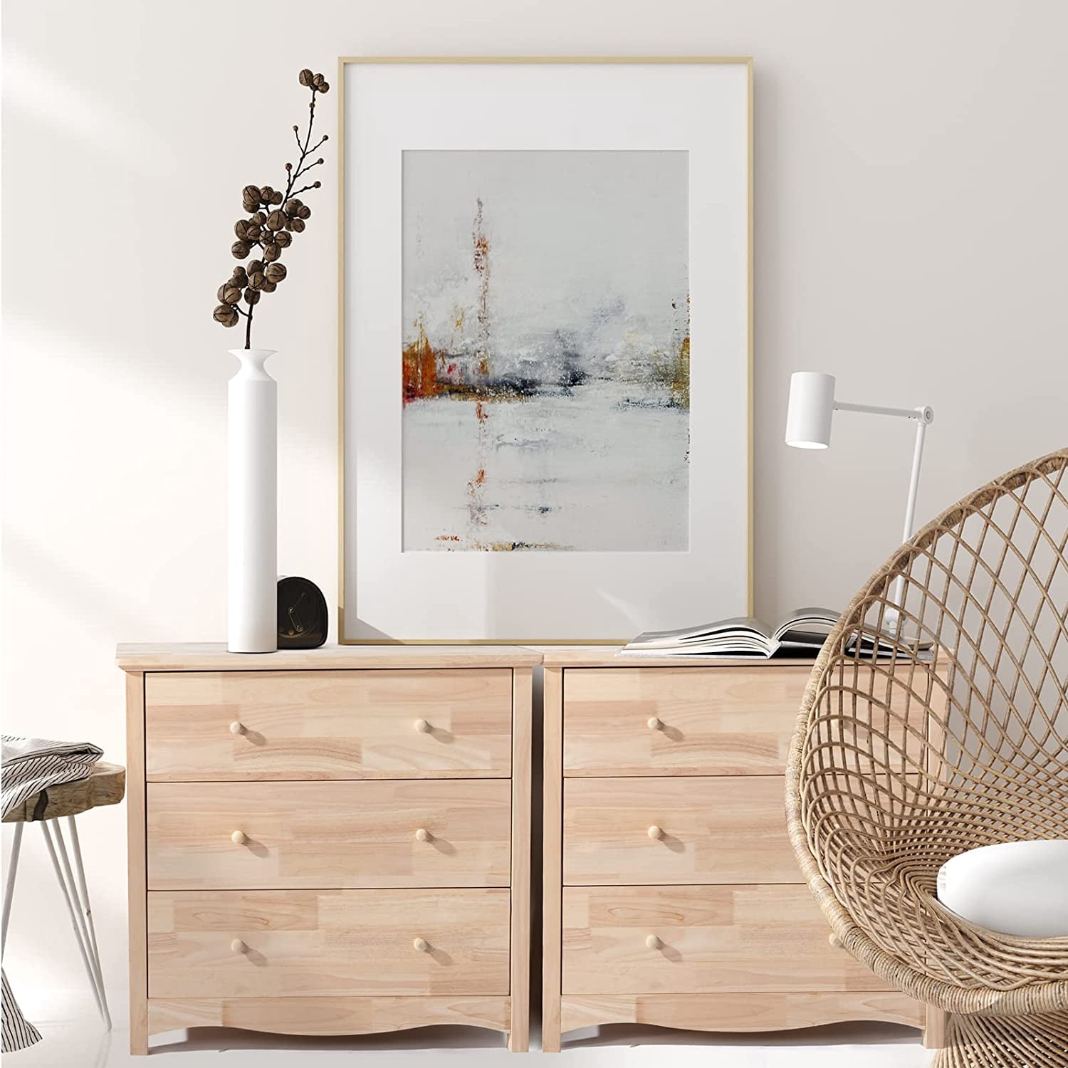 VINGLI Unfinished Farmhouse Natural Solid Wood 3-Drawer Dresser for Bedroom Vintage Dressers Chests of Drawers
