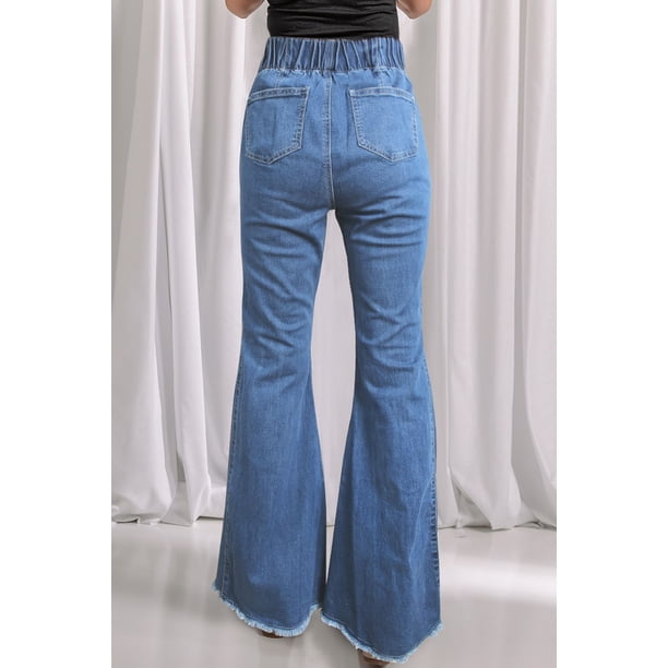 ABPHQTO Vaqueros de mujer con parte inferior de campana azul