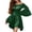 Dark Green, variant on Laqbezok Women's Off Shoulder Bell Sleeve Dress, Casual Smocked Waist Solid Mini Dress, Flowy Flare Long Sleeve Boho Party Outfit