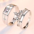 thumbnail image 1 of Anillo de pareja, un par de hombres y mujeres, temperamento de moda simple, anillo de circón con corona, apertura de anillo de diamantes de simulación de boda, 1 of 6