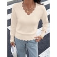 thumbnail image 3 of BTFBM Fall Long Sleeve Sweaters for Women | V Neck,Drop Shoulders,Scallop Edges,Lightweight Knit Sweaters Top,Daily Wear,Holiday,Christmas,Winter Clothing, 3 of 9