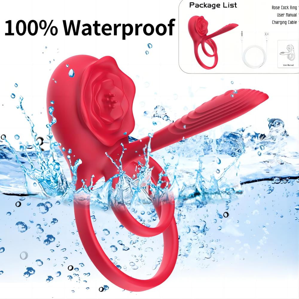 Vibrating Penis Ring with Rose Vibrator,10 Vibrations Mode APP Remote Control Penis Ring Clitoris Vibrator,Couples Adult Sex Toys for Men Women