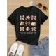 thumbnail image 1 of Girls' Fall Pumpkin & Bow Print T-Shirt - 100% Cotton 180gsm Round Neck Short Sleeve Top For Spring Summer Autumn, Casual Daily Wear & Outdoor Activities, Machine Washable Birthday Gift For Teens, Sh, 1 of 7