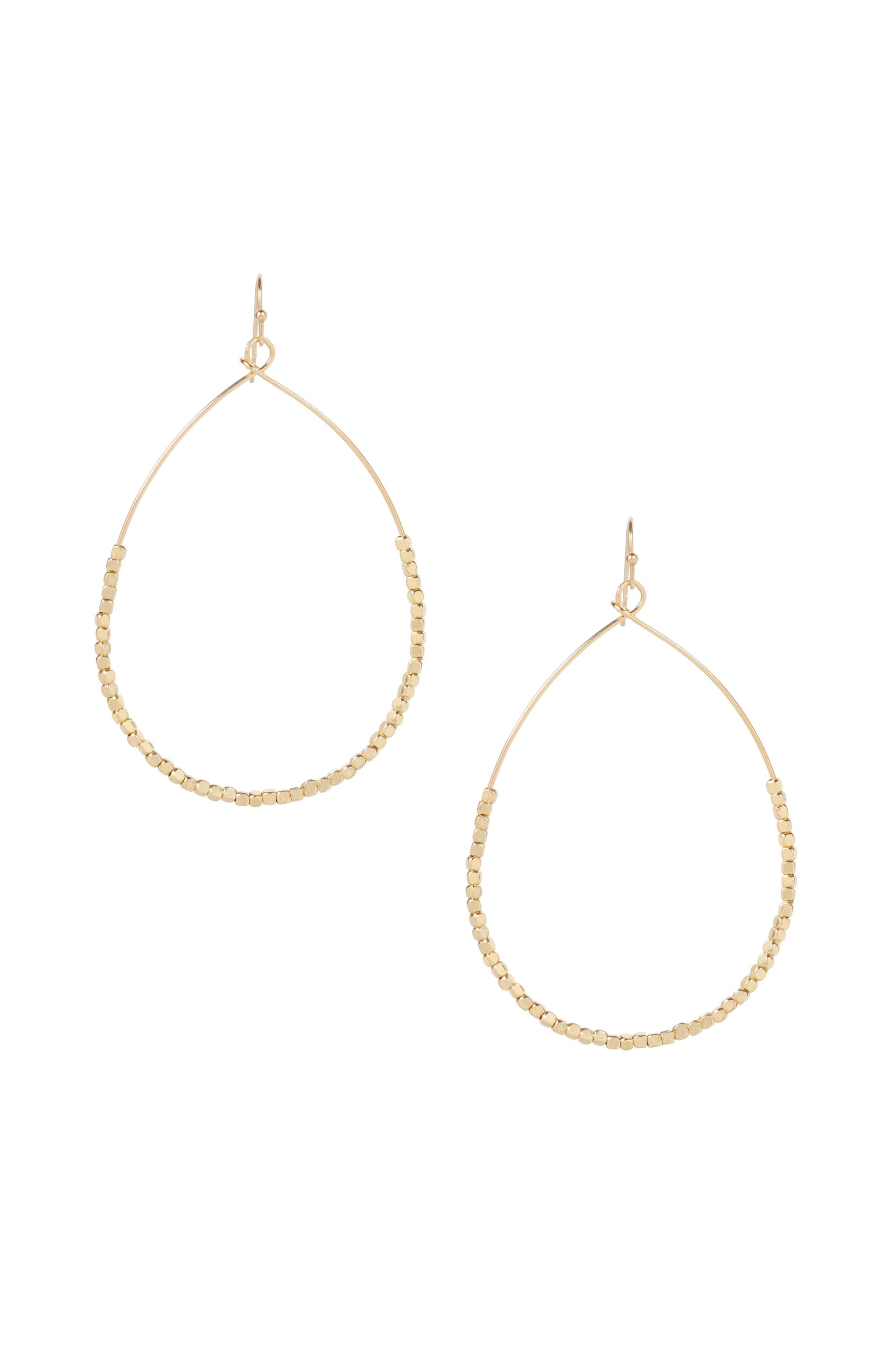 Ettika - Gold Wire Teardrop Hoop Earrings with Metal Beads - Walmart ...