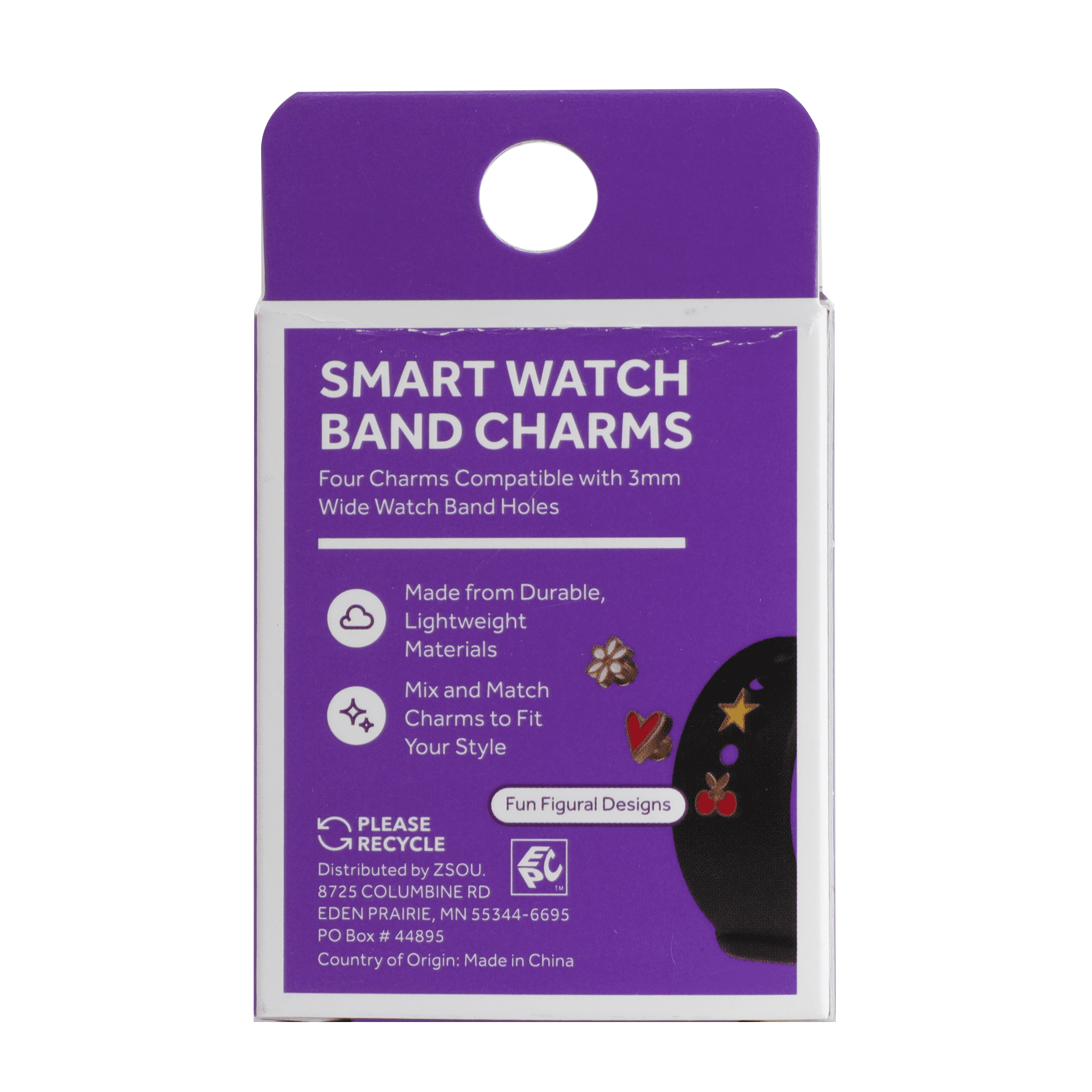 ZSOU Decorative Smart Watch Band Charms for Apple Watch Straps, 4 Pack