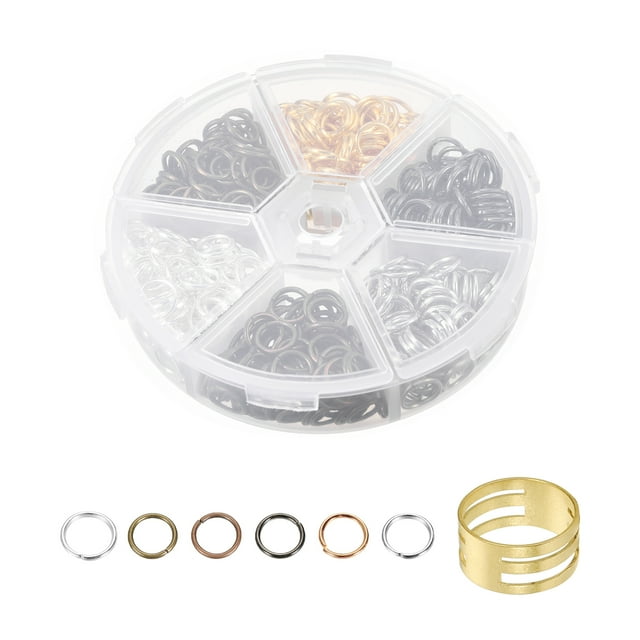 600uds Abierto Salto Anillo Kit, 8mm O Anillo Conectores para Joyería Fabricación Bricolaje con Salto Anillos Abrir/Cerrar Herramientas, 1 Juego 6 Colores