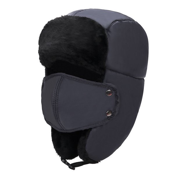 Gorro Lei Feng con forro polar grueso a prueba de frío para invierno, gorro de algodón cálido con protección para los oídos para exteriores para hombres y mujeres, gorro de protección para la nariz
