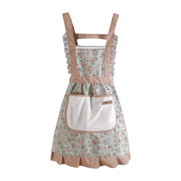 2/1PCS Aprons for Women with Pockets Adjustable Long Ties Aprons Floral Kitchen Cooking Aprons Gardening Work for Kitchen Cooking Home Baking