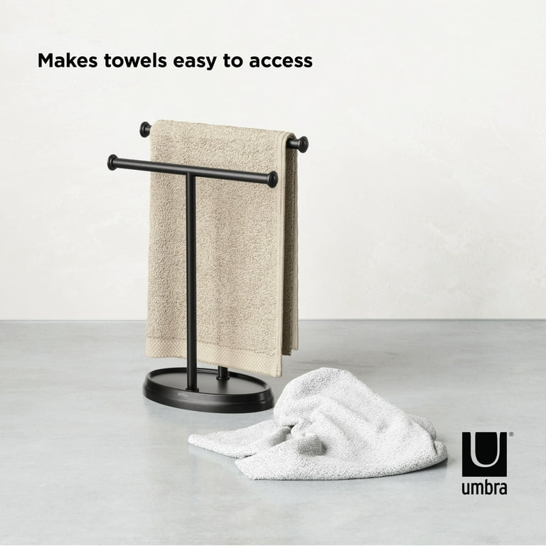 Umbra Palm Countertop Metal Hand Towel Holder Double Towel Tree Matte Black  