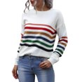 thumbnail image 2 of Women Striped Sweater Long Sleeve Color Block Knit Loose Jumper Top Blouse, 2 of 5